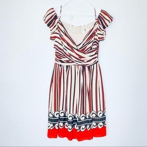 Anna Sui for Target Silk Striped Boho Retro Off The Shoulder Dress Small